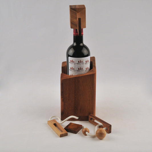 casse-tête bouteille en bois à déverrouiller avant de boire, cadeau apéro original adulte
