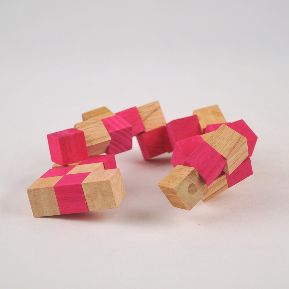 Cube serpent - Taille M casse-tête en bois niveau 3, défi logique ado adulte à partager