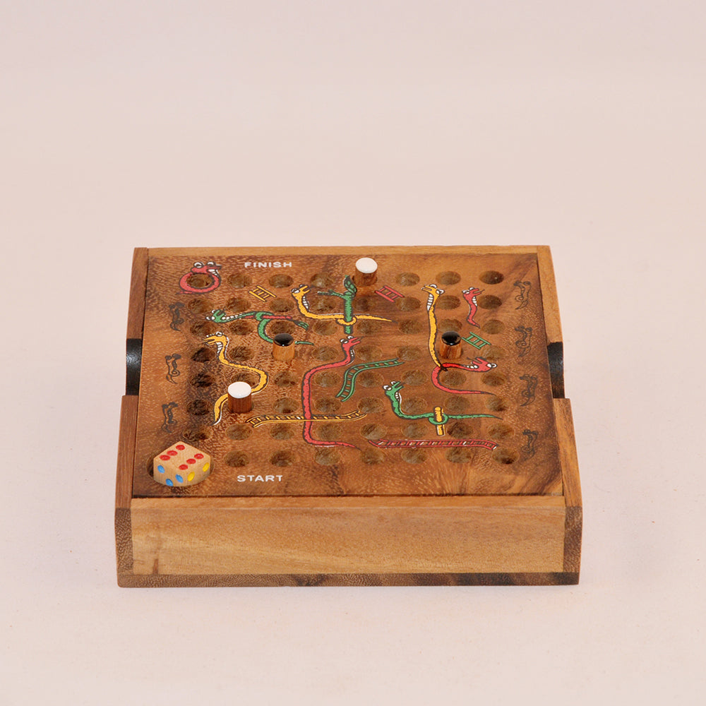 Serpents & échelles en bois – jeu de société original jeu en bois original pour famille, apéro ou soirée entre amis