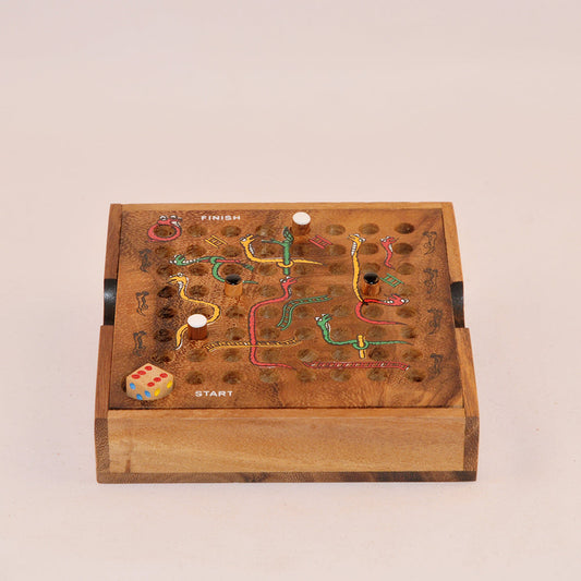 Serpents & échelles en bois – jeu de société original jeu en bois original pour famille, apéro ou soirée entre amis