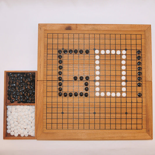 Jeu de go en bois, plateau et pierres