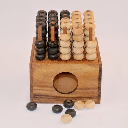 Puissance 5 3D en bois, jeu de stratégie et observation pour famille ou amis