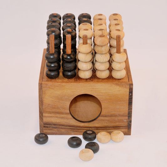 Puissance 5 3D en bois, jeu de stratégie et observation pour famille ou amis
