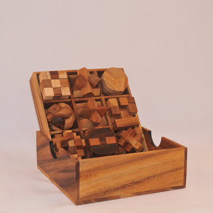 Coffret cadeau 9 jeux casse-tête en bois niveau 3, défi logique ado adulte à partager