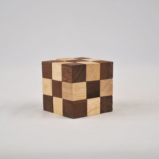 Cube serpent - Taille M casse-tête en bois niveau 3, défi logique ado adulte à partager