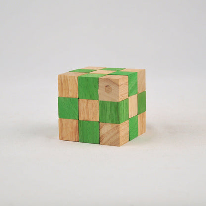 Cube serpent - Taille M casse-tête en bois niveau 3, défi logique ado adulte à partager