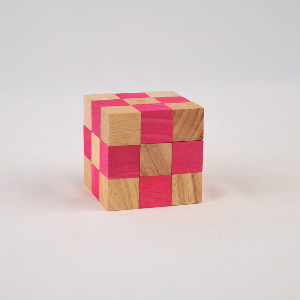 Cube serpent - Taille M casse-tête en bois niveau 3, défi logique ado adulte à partager