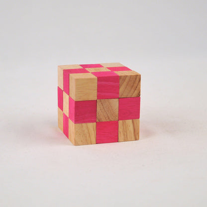 Cube serpent - Taille M casse-tête en bois niveau 3, défi logique ado adulte à partager
