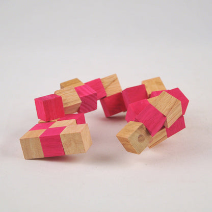 Cube serpent - Taille M casse-tête en bois niveau 3, défi logique ado adulte à partager