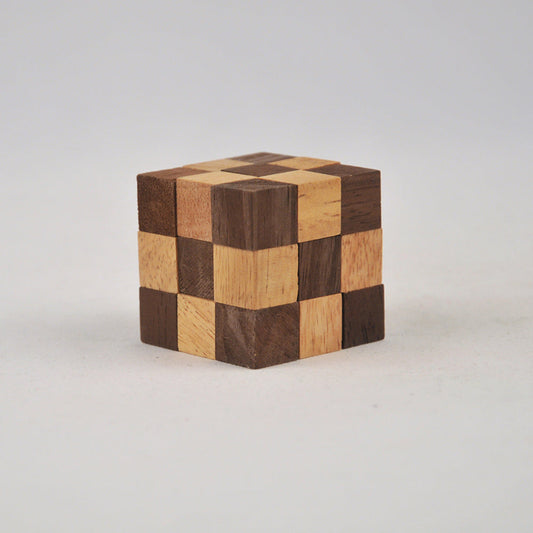 Cube serpent - Taille S casse-tête en bois niveau 3, défi logique ado adulte à partager