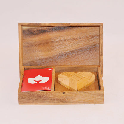 Double tangram cœur casse-tête en bois niveau 3, défi logique ado adulte à partager