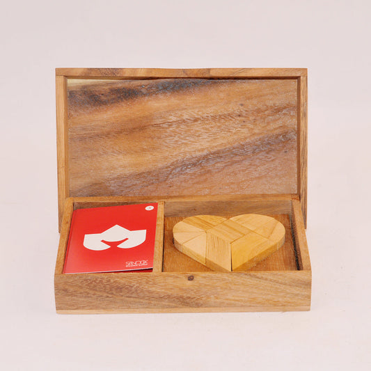 Double tangram cœur casse-tête en bois niveau 3, défi logique ado adulte à partager
