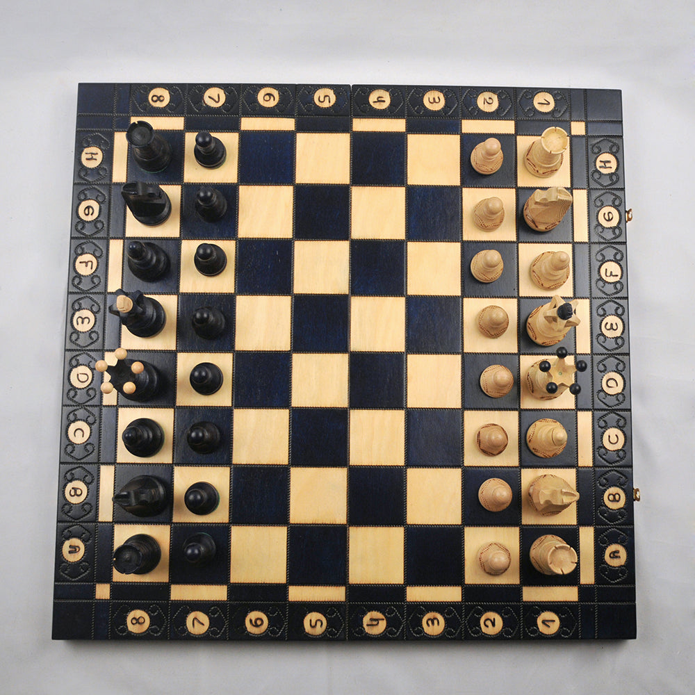 Ambassador – Bleu – maison et déco jeu d’échecs en bois pliable, stratégie cadeau déco maison
