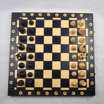 Ambassador – Bleu – maison et déco jeu d’échecs en bois pliable, stratégie cadeau déco maison