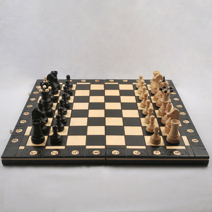 Ambassador – Noir – maison et déco jeu d’échecs en bois pliable, stratégie cadeau déco maison