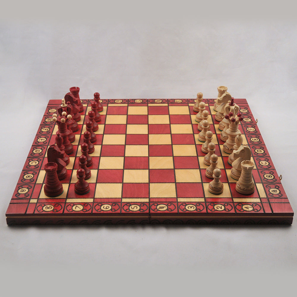 Ambassador – Rouge – maison et déco jeu d’échecs en bois pliable, stratégie cadeau déco maison