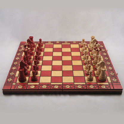 Ambassador – Rouge – maison et déco jeu d’échecs en bois pliable, stratégie cadeau déco maison