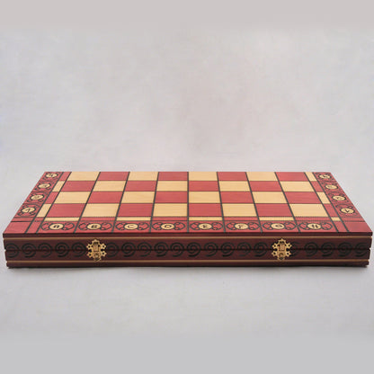 Ambassador – Rouge – maison et déco jeu d’échecs en bois pliable, stratégie cadeau déco maison