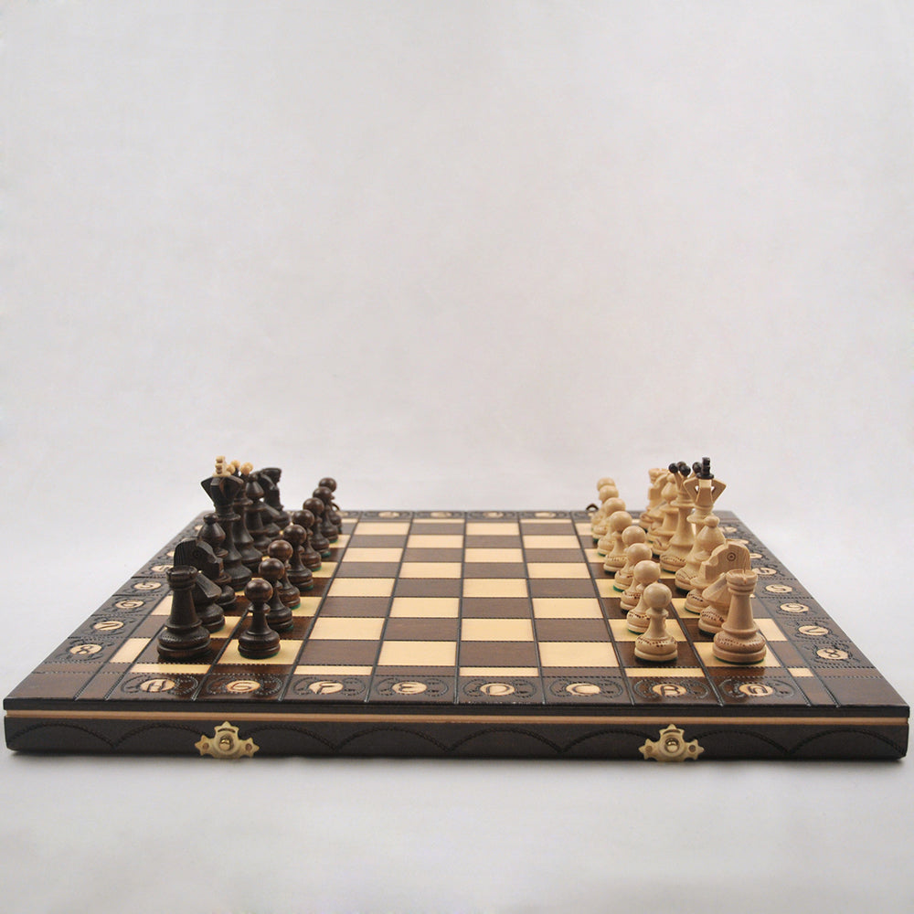 jeu d’échecs Senator en bois pliable avec pièces lestées, cadeau stratégie décoration maison