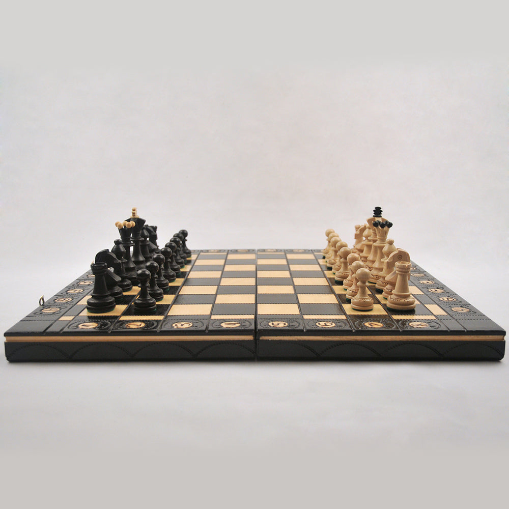jeu d’échecs Senator en bois pliable avec pièces lestées, cadeau stratégie décoration maison