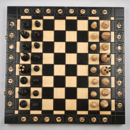 jeu d’échecs Senator en bois pliable avec pièces lestées, cadeau stratégie décoration maison