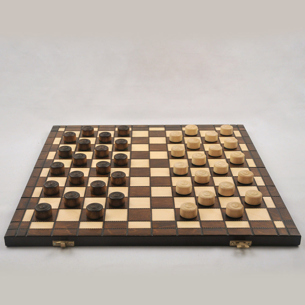 Jeu de dames en bois – stratégie accessible et intemporelle jeu d’échecs en bois pliable, stratégie cadeau déco maison