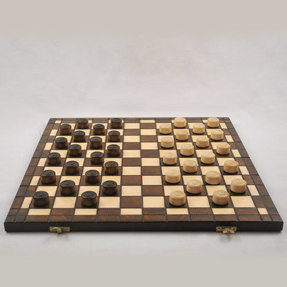 Jeu de dames en bois – stratégie accessible et intemporelle jeu d’échecs en bois pliable, stratégie cadeau déco maison