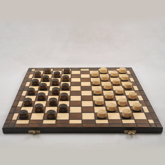 jeu de dames en bois pliable, damier et pions stratégie cadeau déco maison