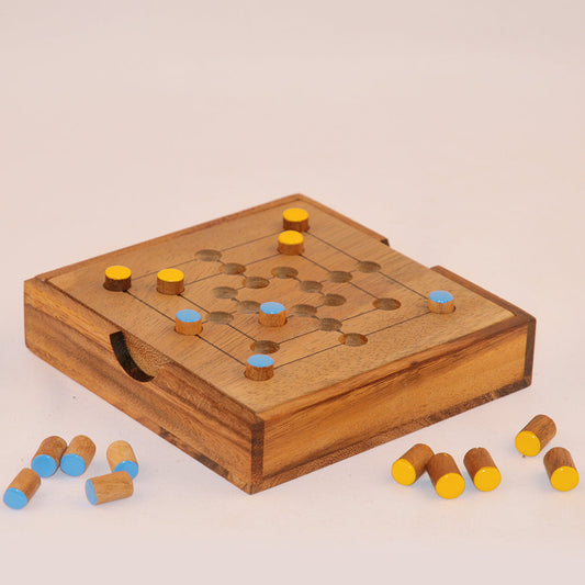Jeu du moulin en bois – jeu de société original jeu en bois original pour famille, apéro ou soirée entre amis