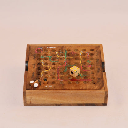 jeu Serpents & échelles en bois, plateau coloré pour toute la famille