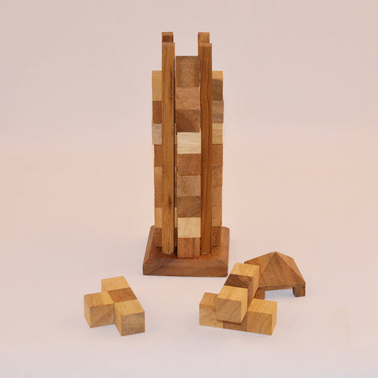 La Tour à blocs casse-tête en bois niveau 4, blocs empilés à démonter et reconstruire